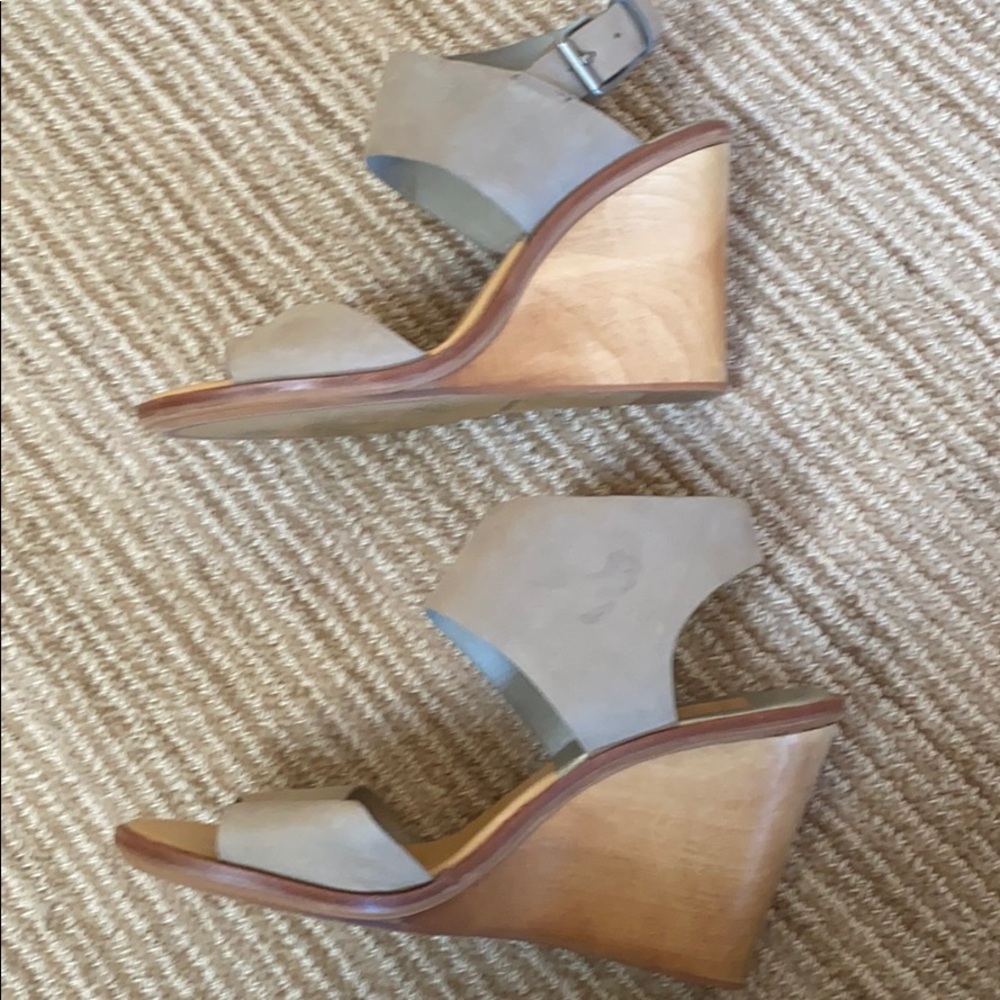 Grey leather wedges